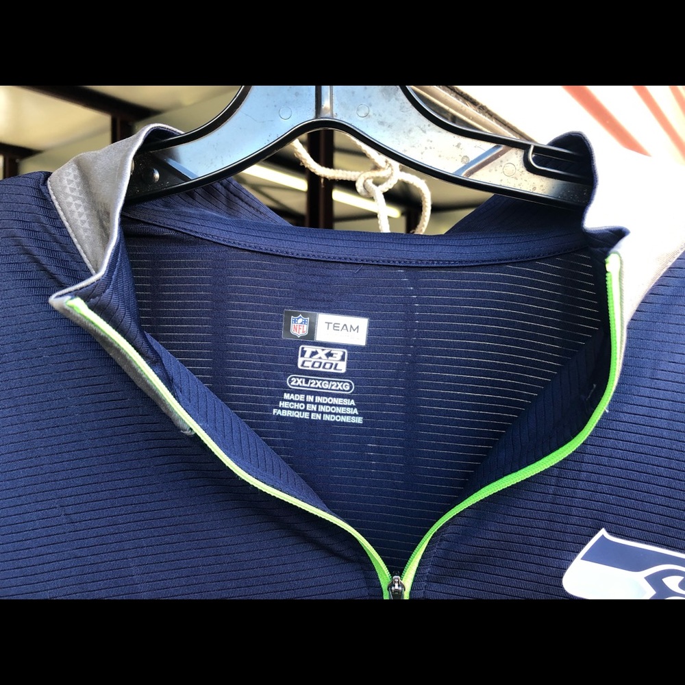 NFL Team Apparel Seattle Seahawks Mens 1/4 Zip Pullover Jacket TX3 Cool Size 2XL - Picture 8 of 12